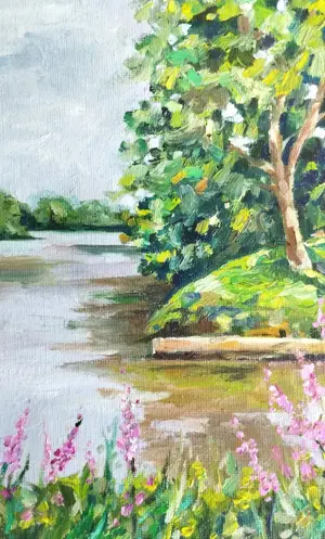 Ölgemälde auf Leinwand, 18*24 cm "Am Fluss in Rotenburg" Bild 4