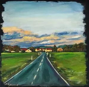 Ölgemälde auf Leinwand, 20*20 cm "Homberg-Welferode" Bild 2