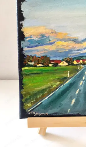 Ölgemälde auf Leinwand, 20*20 cm "Homberg-Welferode" Bild 3