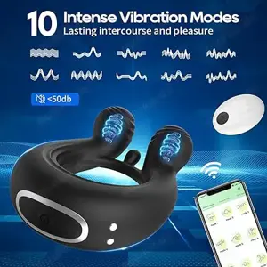 Penis Ring Vibrator Mit 10 Modi Cockringe Klitoris Stimulator (Rosa)