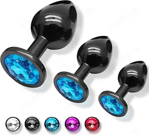 Analplug Buttplug 3 Stücke Set Metall Gunmetall Groß Medium Klein für Frauen Männer Paare Bild 3