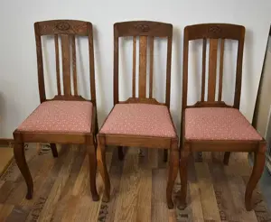 Holzstühle, klassisch - 3 Stück - neuer Bezug in Altrosa - Saisonangebot!