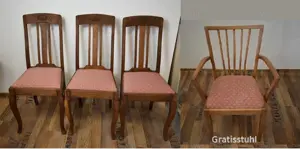 Holzstühle, klassisch - 3 Stück - neuer Bezug in Altrosa - Saisonangebot! Bild 2