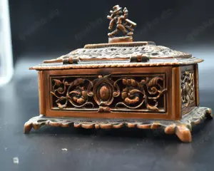 Schmuckschatulle, massiv Kupfer, burgunderrot samtbezogen, Top Angebot !