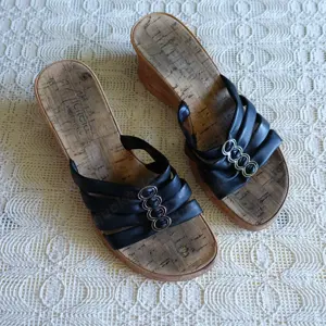 Damen - Pantoletten, schwarz, Gr. 38, wenig getragen, Keilabsatz 6 cm