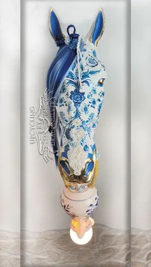 Delft Pferdekopf Wandlampe lebensgroß - Kaffee bei Tante Mathilda - Mixed Media Designstück - Unikat Bild 5