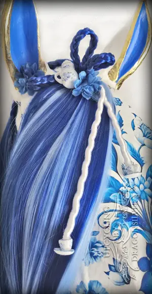 Delft Pferdekopf Wandlampe lebensgroß - Kaffee bei Tante Mathilda - Mixed Media Designstück - Unikat Bild 9