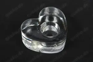 Kerzenhalter-ständer Glas Herzform 5x6cm klein 70er vintage                                         