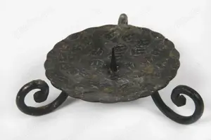 Kerzenständer-Halter Schmiedeeisen f. Stumpenkerze 3 Füße verziert   10 vintage 60er                