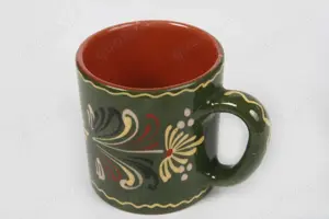 Keramik Tasse Becher m. Griff Handgetöpfert Bauernmalerei groß 60er vintage                         