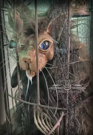 Frankensteins Frankenkitty Igor by Dragonsilver Katzenfigur Katzen Künstlerpuppe in Käfig Bild 8