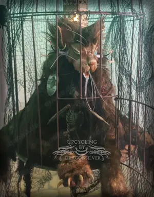 Frankensteins Frankenkitty Igor by Dragonsilver Katzenfigur Katzen Künstlerpuppe in Käfig Bild 7