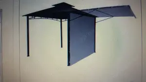 Mendler Pergola HWC-F94 Garten Pavillon, Stahl mit beweglicher Seitenwand , Farbe Grau 2,5 m x 2,5 m