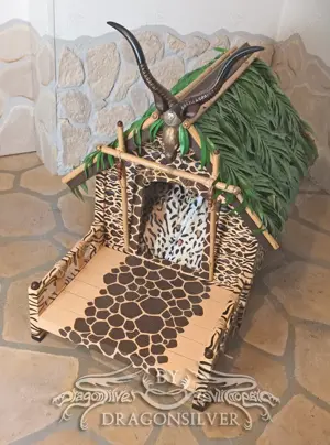 Hundehütte Katzenhütte Holz Unikat Urwald Dschungel Haustierhöhle - Mixed Media Safari Unikat Bild 5