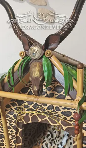 Hundehütte Katzenhütte Holz Unikat Urwald Dschungel Haustierhöhle - Mixed Media Safari Unikat Bild 4