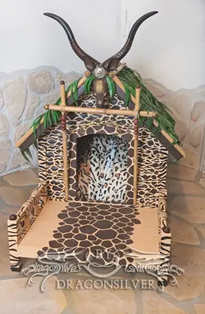 Hundehütte Katzenhütte Holz Unikat Urwald Dschungel Haustierhöhle - Mixed Media Safari Unikat Bild 2