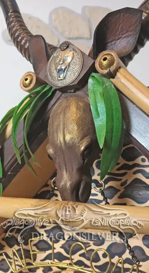 Hundehütte Katzenhütte Holz Unikat Urwald Dschungel Haustierhöhle - Mixed Media Safari Unikat Bild 3