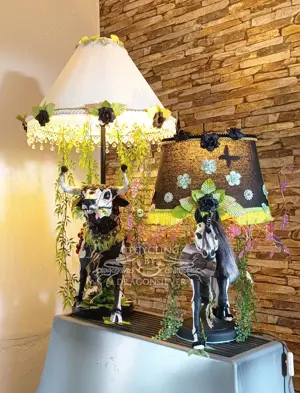 Dia de los Muertos - Stier Zeus Schreibtischlampe Tischlampe Unikat Mixed Media Stimmungsleuchte Bild 8
