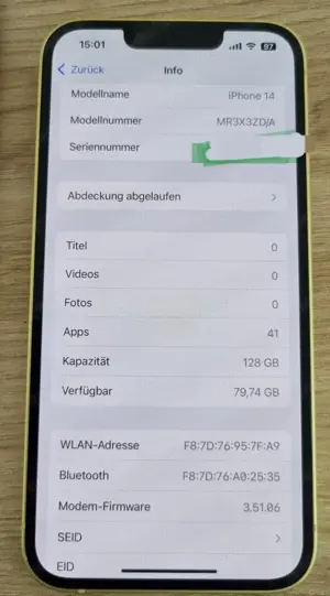 Apple iPhone 14 128GB iOS Mobile Smartphone Handy Gelb Yellow - Wie Neu Bild 8