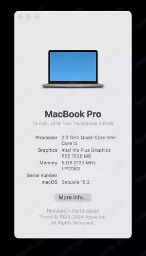 Apple MacBook Pro 13.3'' i5 2.3GHz 8GB RAM 512GB SSD Touchbar 2018 US (QWERTY) Bild 10