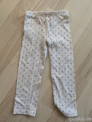 Leggins Größe 86-92 - weiß mit Ankern, schwarz mit Herzen Bild 2