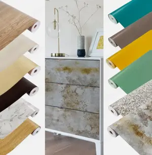 Klebefolie 6  m  Selbstklebefolie Holzoptik Küchenfolie Möbel Folie Schwarz Weiß