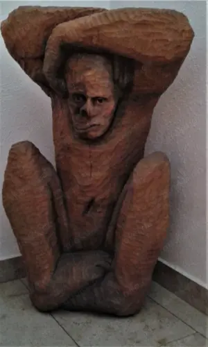 Skulptur  Waldmensch   Plastik Statue  Holzskulptur
