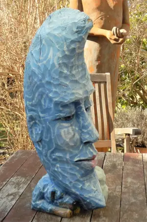 Skulptur  Mond  -  Holzmond - Plastik - Statue  Bild 5
