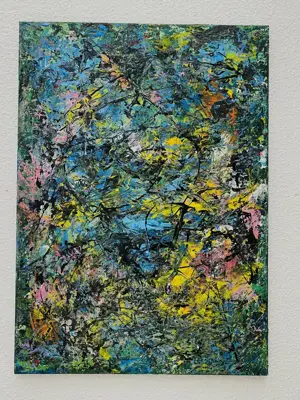 Acrylgemälde Abstrakt auf Leinwand Unikat VHS Bild 3