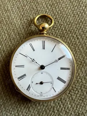Antike Taschenuhr Mi Chronometre - Skelettiertes Werk + Kompass - 47 mm ca. 1880