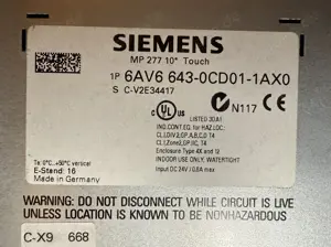 SIEMENS SIMATIC MP 277 10" Touch MultiPanel TFT-Display 6AV6643-0CD01-1AX0 Bild 3