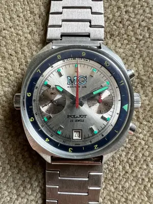 Poljot MG Magistr A M russische Armbanduhr Chronograph Kal. 3133 - 39 mm um 1980 Bild 4