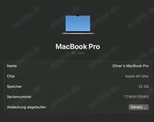 Apple MacBook Pro 16 Zoll (1TB SSD, M1 Max, 3.2 GHz, 32GB) Laptop - Grau Bild 6