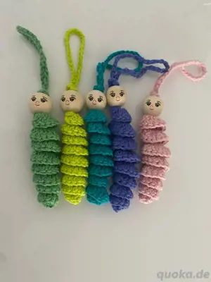 Handgemachte Häkel-Spiralen mit Gesicht   Schlüsselanhänger   Glücksbringer