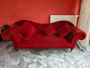  Rote Samt-Barock Couch im König Ludwig Stil   2,4 m   Vintage & royal 