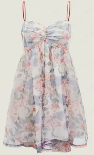 Süßes leichtes Kleid Gr 40-42 Tüll   Netz weiß Blumen pastellfarben