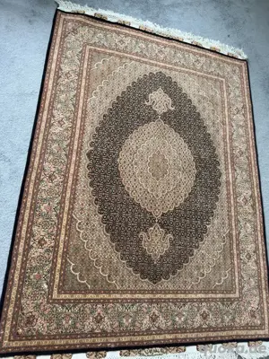 teppich Persische Indo Medaillon Nain Tabriz gewebte Wolle & Seide Teppich