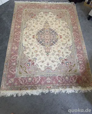 teppich Persische Indo Medaillon Nain Tabriz gewebte Wolle & Seide Teppich