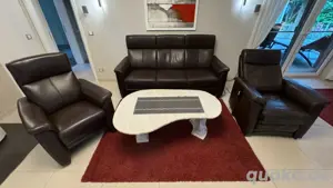 Leder Sitzgarnitur Mondo Rosa in dunkelbraun Havanna