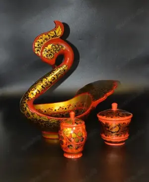 Phoenix Schale mit 2 Gefäßen mit Deckel - dekoratives Floralmuster Bild 7