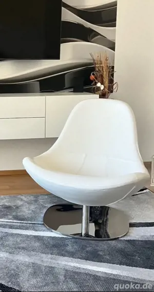 IKEA Dreh-Sessel Tirup Beige Weiß Eierstuhl Eggstuhl Bild 2