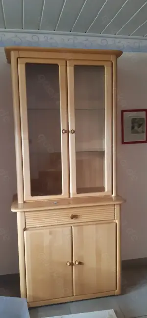 Erlenholz Vitrinenschrank Küchenschrank Höhe ca. 210 cm, Breite ca, 94 cm 