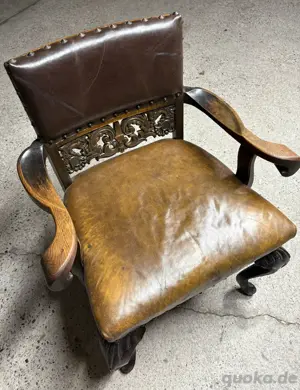 Stuhl  Sessel Leder, Antik