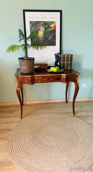 Sekretär, Louis Quinze Bureau plat, 1870, Palisander ,Amarandi Marqueterie, Bronzemontagen