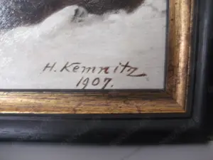 Gemälde Winterlandschaft von H. Kemnitz, 1907 Bild 2