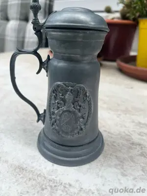 Zinnkrug mit Deckel von SKS Zinn Doppeladler Wappen (Sammlerstück