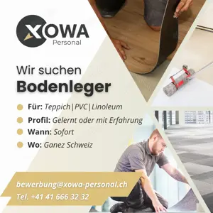 Bodenleger für die Schweiz gesucht (Unterkunft organisiert) EUR 4'300 bis 5'400