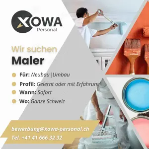 Maler für die Schweiz gesucht (Unterkunft organisiert) EUR 4'500 bis 5'300