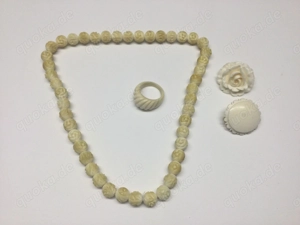 Damen Schmuck Set Vintage Beige Weiß