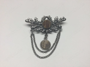 Damen Schmuck Vintage Tracht Brosche Versilbert 